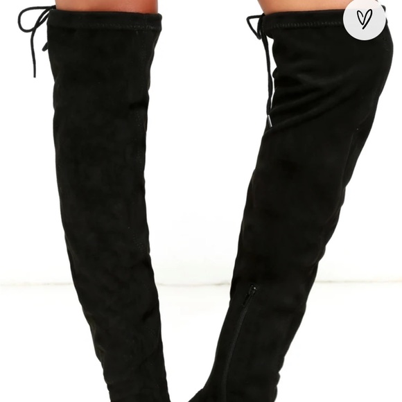 Lulus So Much Yes Black Suede Over the Knee Boots - Picture 4 of 13